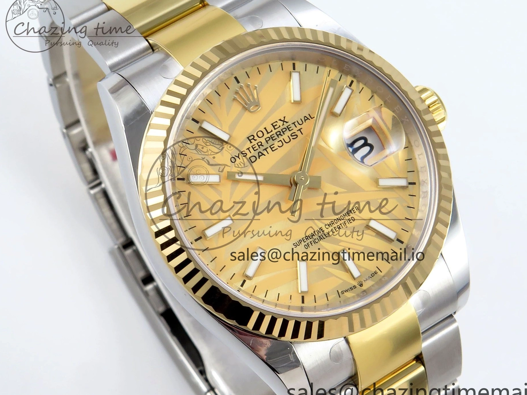 126233 Edition YG Dial 36 A3235 Bracelet on YG Best Leaf SS Stick Oyster DateJust EWEF 0505